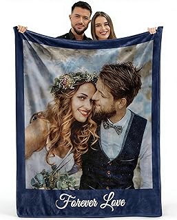 MeMoShe Custom Blankets with Photos 40"x50" Personalized Picture Blanket Customized Blanket for Couples Gifts Birthday Valentines Day Gifts for Wife Husband Girlfriend Boyfriend
