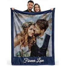 MeMoShe Custom Blankets with Picture 50"&times;60" Customized Photo Blanket Boyfriend Girlfriend Personalized Couples Gifts Birthday Gifts for Men Wife Husband