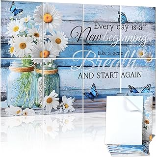 8 Pack Art Acoustic Panels, 48X32 Inches Soundproof Wall Panels Self Adhesive Decorative Sound Absorbing Padding, Noise Dampening Canceling Reducing Blocker for Room Office(Little Daisy)