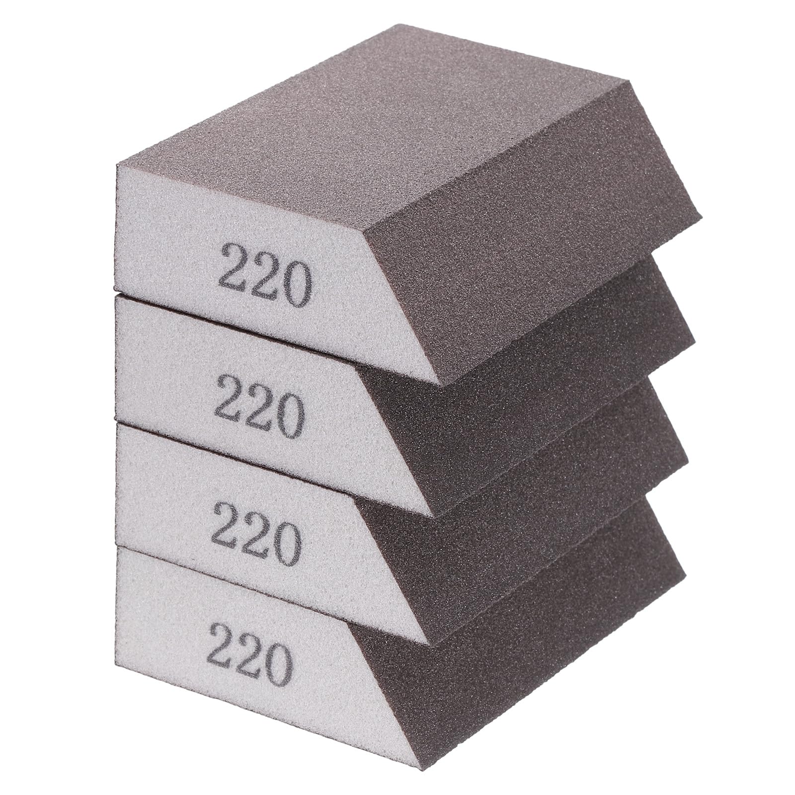 sourcing map 4pcs Sanding Sponge Blocks 220# (1000 Grit) Sanding Sponge with Angled Edge 4"x2.8"x1", Washable and Reusable Foam Sanding Block for Polishing Kitchen Metal Wood Drywall Home