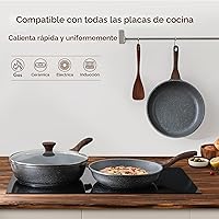 Vista 3 de SENSARTE Sartén Antiadherente para Freír, Sartén para Tortilla con Revestimiento de Granito Suizo, Sartén de Chef de Piedra Saludable para Cocinar