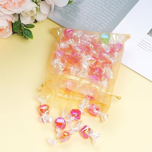 Miniatura 4 de 100 bolsas de organza de satén con cordón, bolsa de organza para el día de la madre, día de San Valentín, Halloween, bolsas de dulces, boda, fiesta,