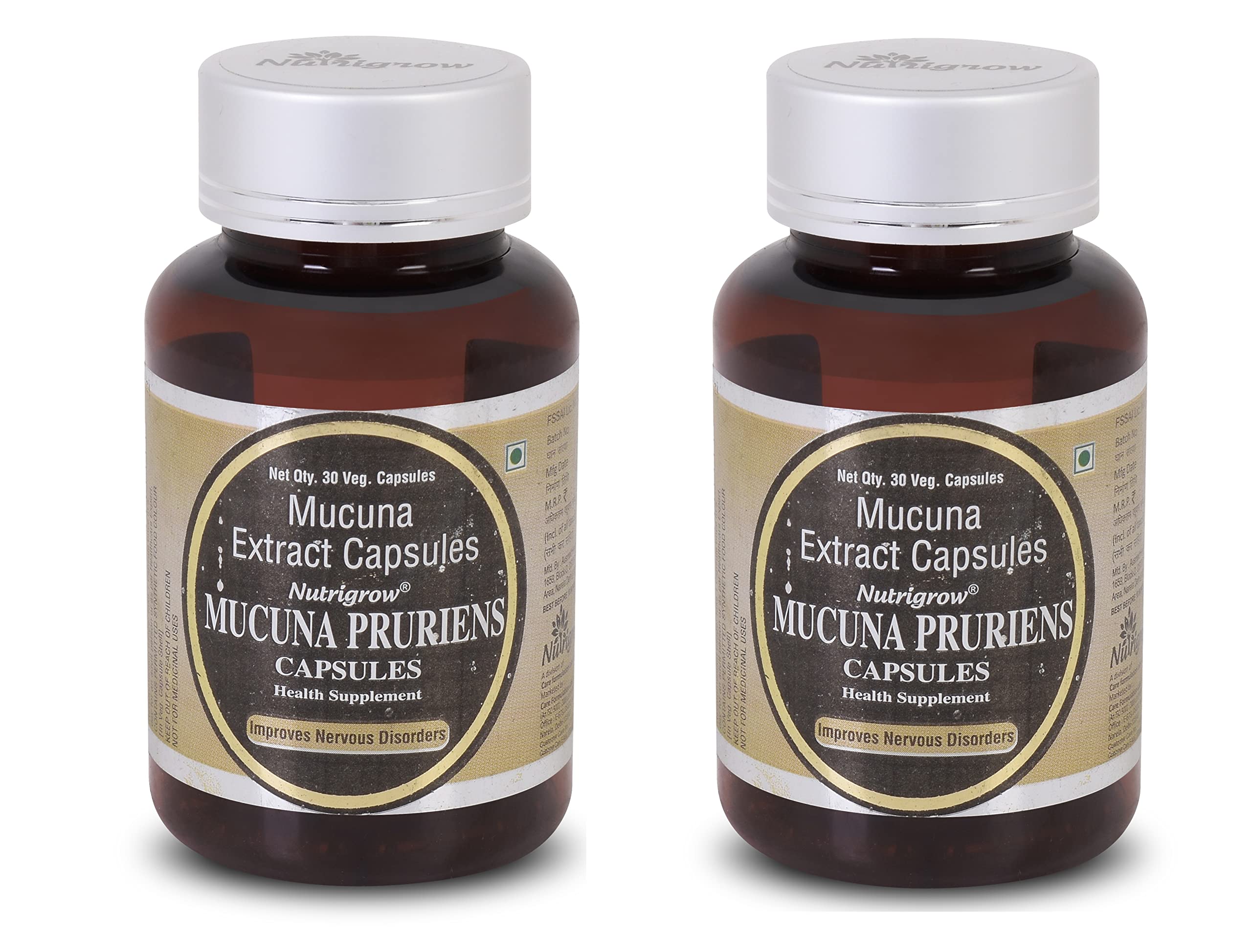 Nutrigrow Mucuna Pruriens Extract Capsules 400mg(30 Capsule,Pack Of 2)