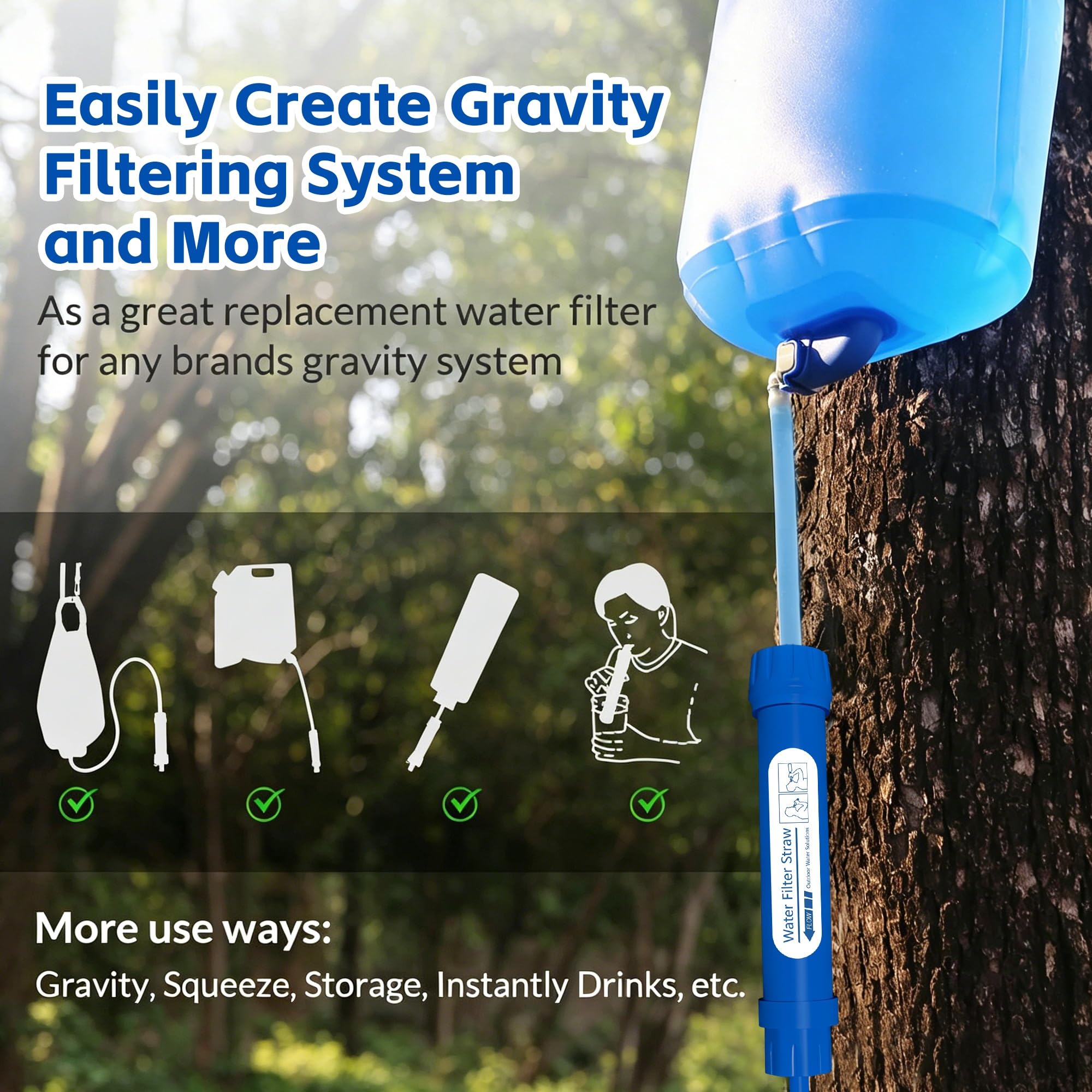 Pajita de filtro de agua personal, purificador de agua portátil de 4 etapas certificado NSF, sin BPA, equipo de supervivencia de filtración de agua de emergencia para senderismo, camping