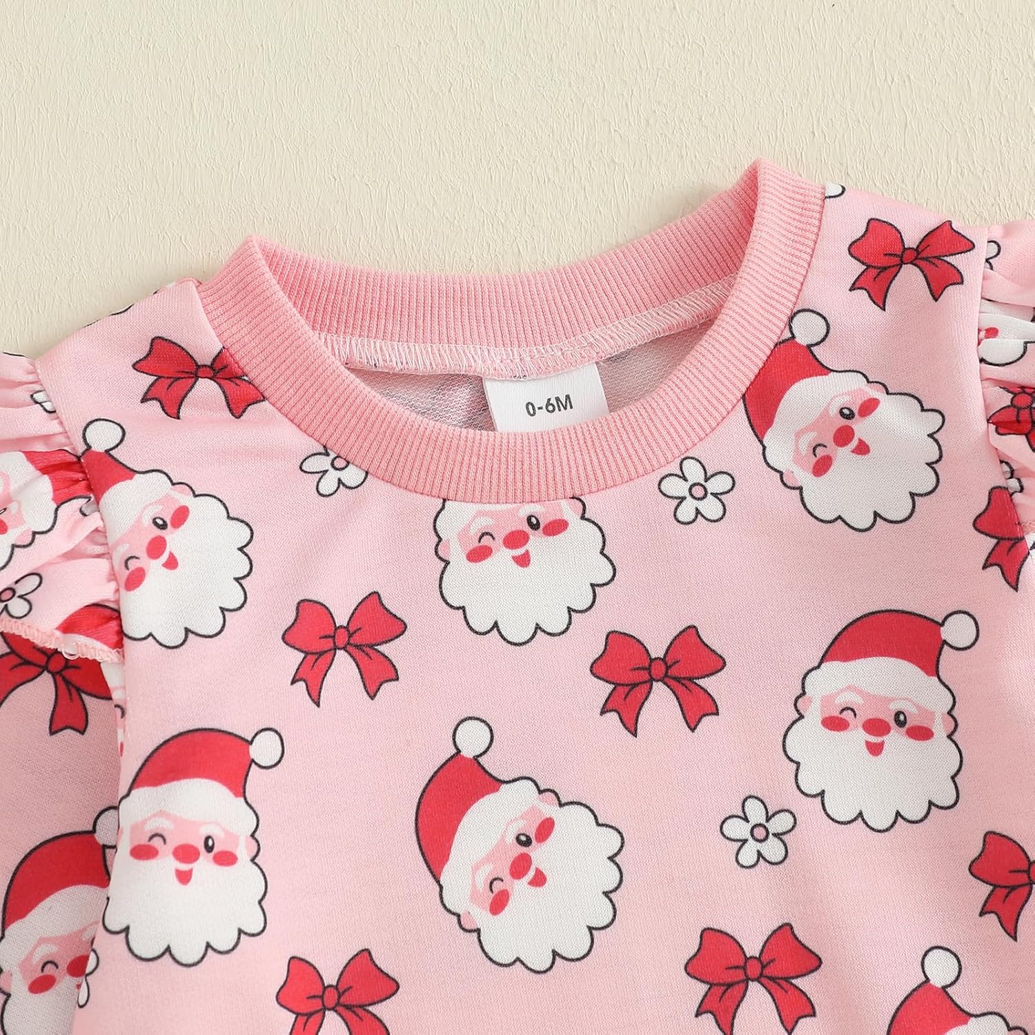 ZyHwShine Toddler Baby Girl Christmas Outfit Santa Sweatshirt Shirt Long Sleeve Pullover Pants Set Cute Winter Clothes - Image 4