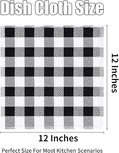 Miniatura 5 de homing Buffalo - Trapos de cocina a cuadros, paquete de 6 paños de cocina 100% algodón con tejido de gofre para cocina, trapos de cocina súper