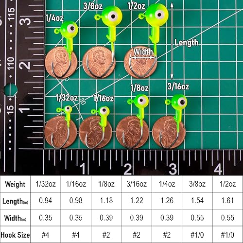 Miniatura 2 de Dr.Fish Paquete de 20 cabezas de plantilla de pesca, anzuelo de hoz, cabezas de plantillas de pesca de bola redonda para pesca de lubina, anzuelo de