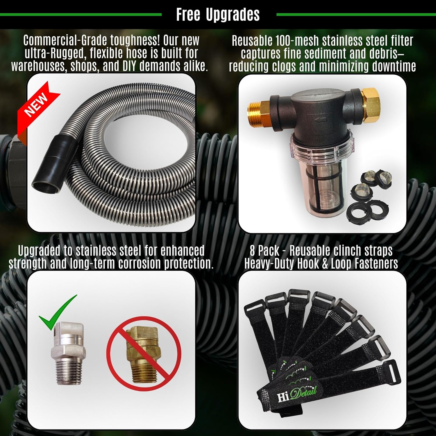 Hi Detail Shop Vac Extractor Kit with Wand and Hose, Adapter Converts Vacuum to carpet & upholstery Extractor for auto detailing & home (50 Ft Waterline, 15 Ft Vac Hose)