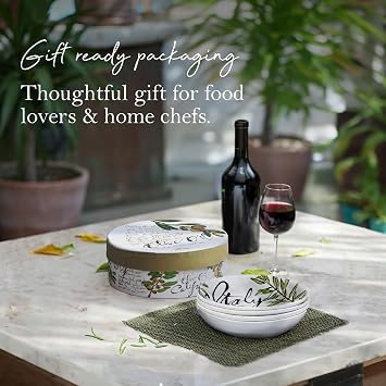 Rosanna Pasta Bowls, Set of 4, 8.25 Porcelain Pasta Bowl, Perfect Shallow Bowls, Dishwasher & Microwave Safe, Porcelain Bowl Plates