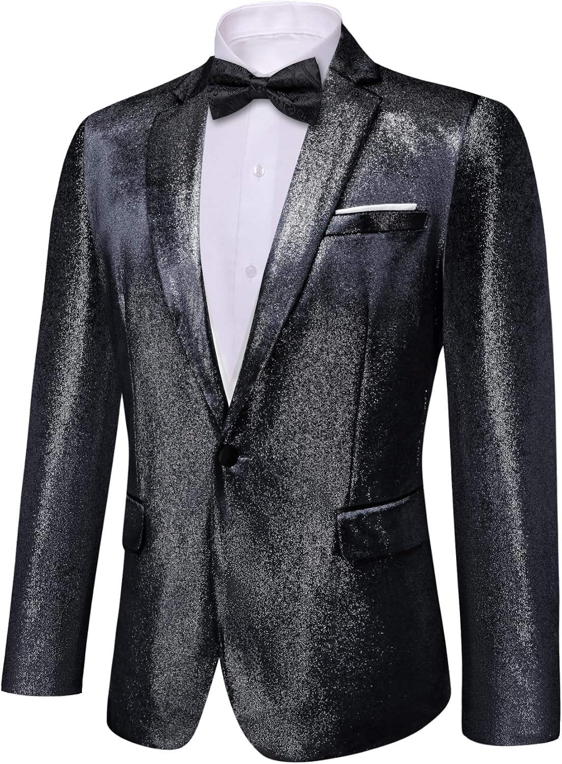 Barry.Wang Glitter Velvet Blazer Men Shiny Suit Notch Lapel Jacket Sport Coat Homecoming Party 80s 90s Disco Prom Bash