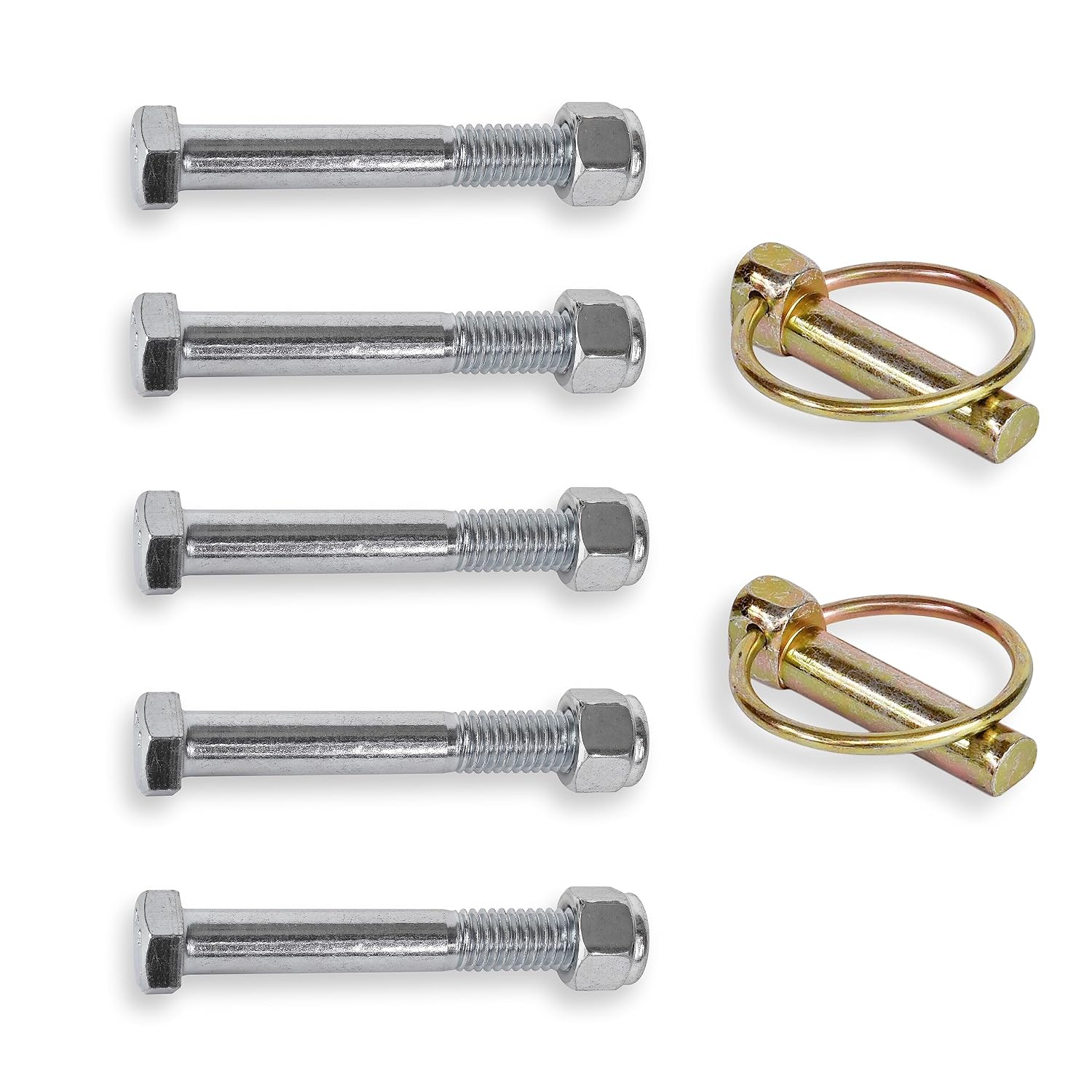 Grade 2 Shear Bolts 1/2" x 3-1/2 for Rotary Cutters, 5 Pack + Linch Pins