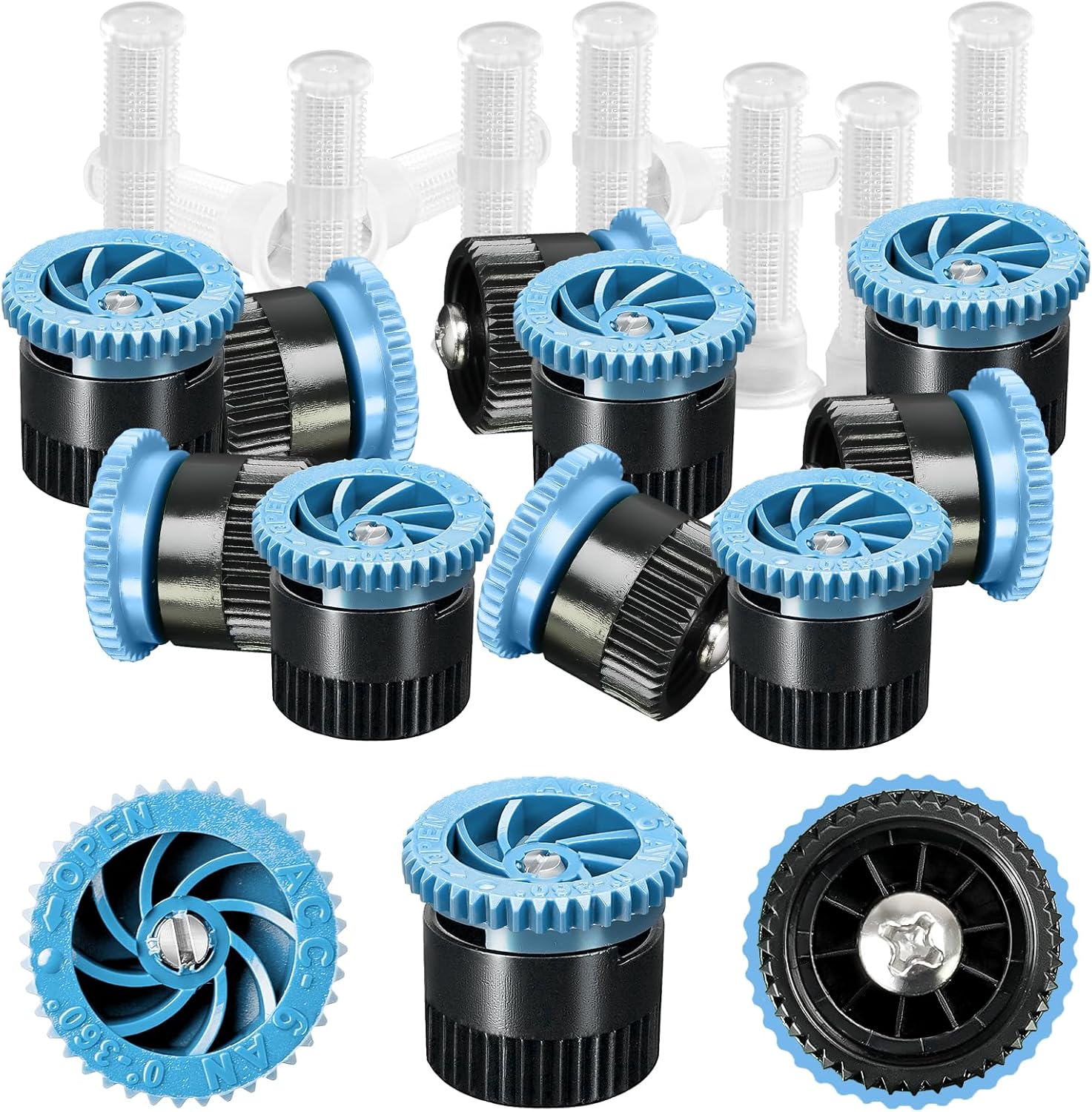 10 Pieces Variable Arc Nozzle, Pop-up Sprinkler Heads Replacement Compatible with Most of 360 Degree Adjustable Pop Up Sprinklers Spray Head for Garden Lawn Irrigation (12AN)