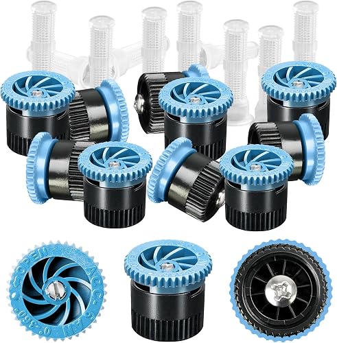 10 Pieces Variable Arc Nozzle, Pop-up Sprinkler Heads Replacement Compatible with Most of 360 Degree Adjustable Pop Up Sprinklers Spray Head for Garden Lawn Irrigation (6AN)