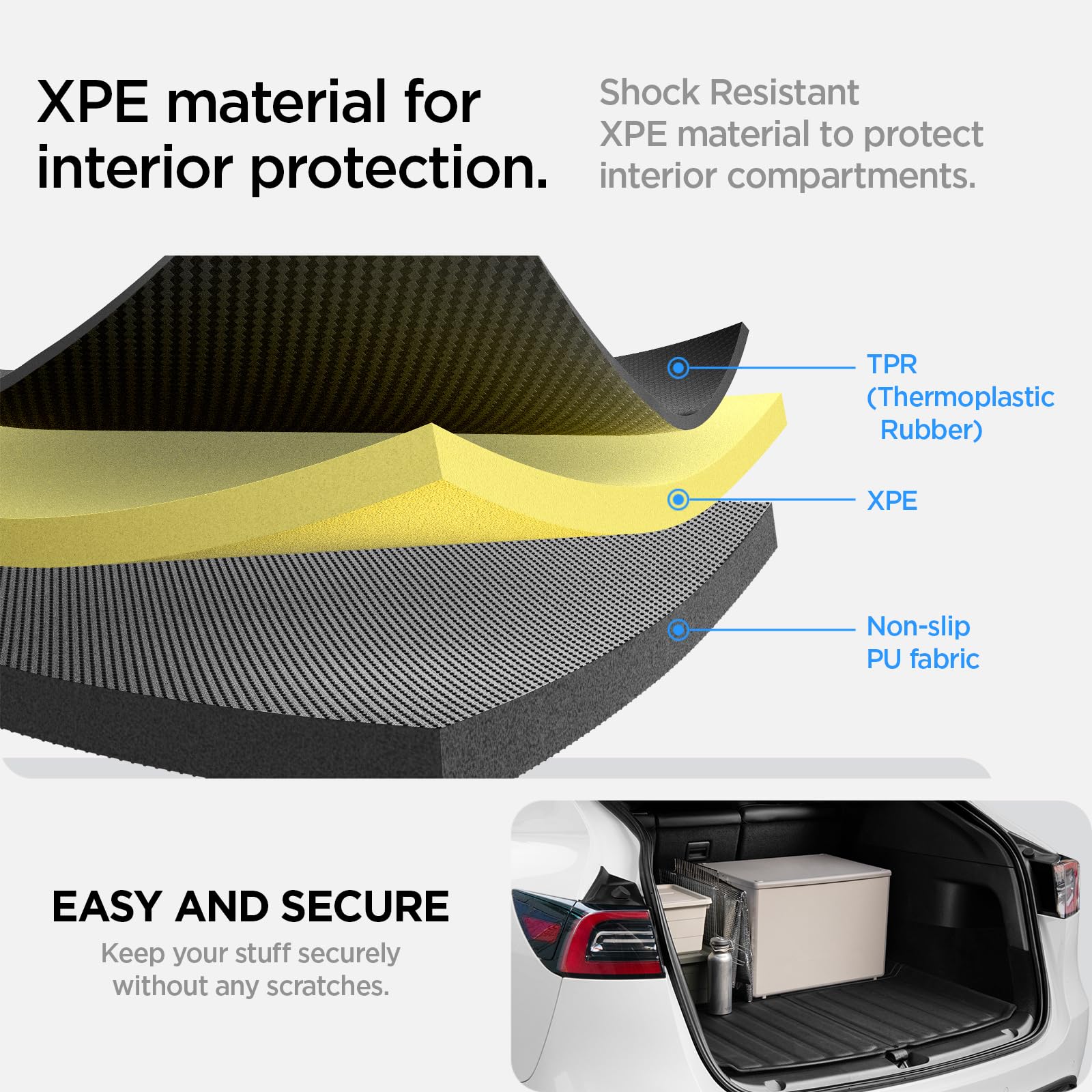 Spigen Tesla Model Y (~2024) Alfombrilla Trasera para Maletero, Alfombrillas para Todo Clima, Revestimiento para Maletero, Material Impermeable, fácil de Limpiar, diseñado para Modelo Y - Carbono