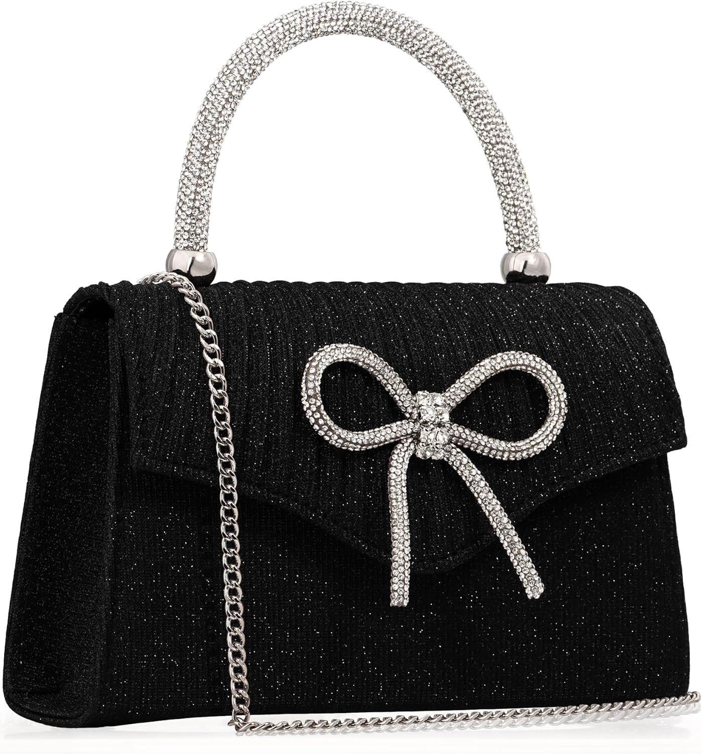 Sparkling Evening Clutch Purse for Women,Rhinestone Bow Top Handle Party Handbag,Wedding Prom Formal bag - Image 3