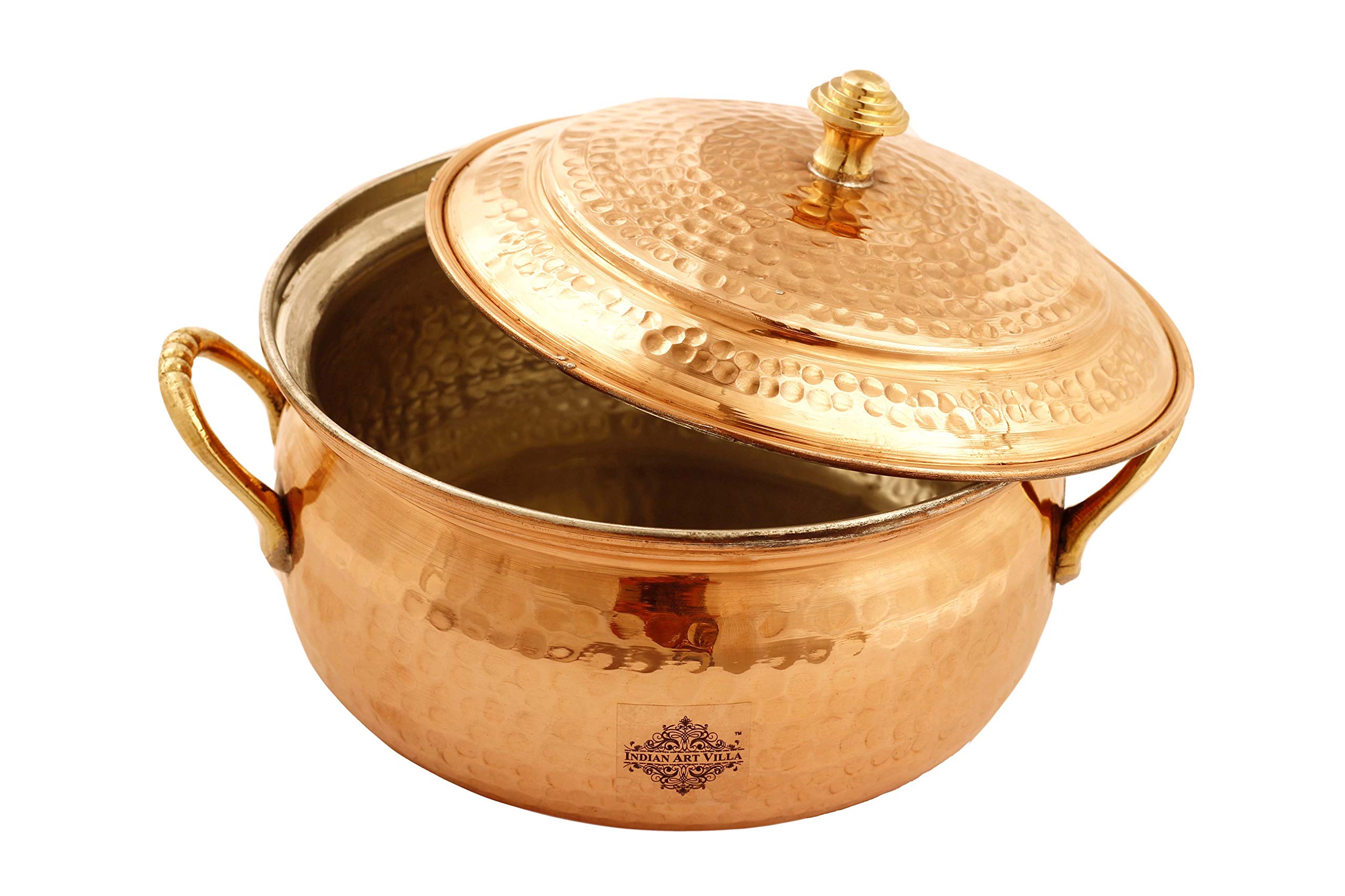 Indian Art Villa Pure Copper Casserole with Tin Lining, Tableware, 1200 ML