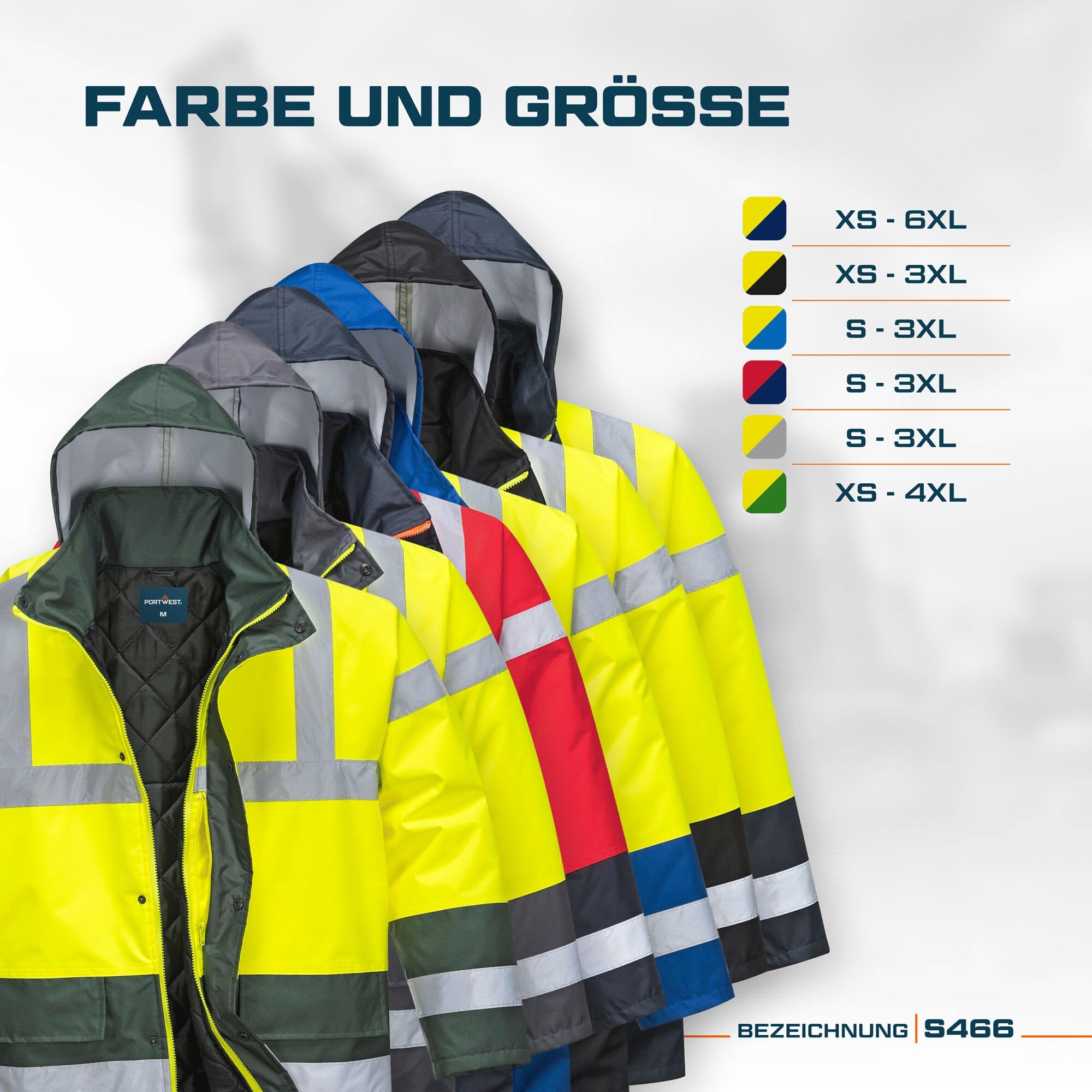 Portwest Warnschutz Kontrast Traffic-Jacke, Größe: L, Farbe: Gelb/Royal, S466YRBL