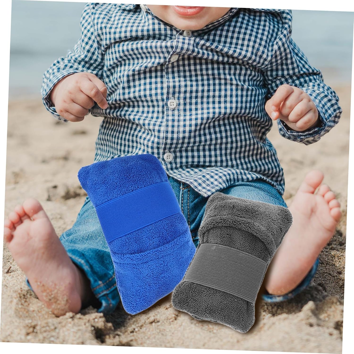 KOMBIUDA 6pcs Cotton Sand Removal Mitts for Beach Use and Travel image 4
