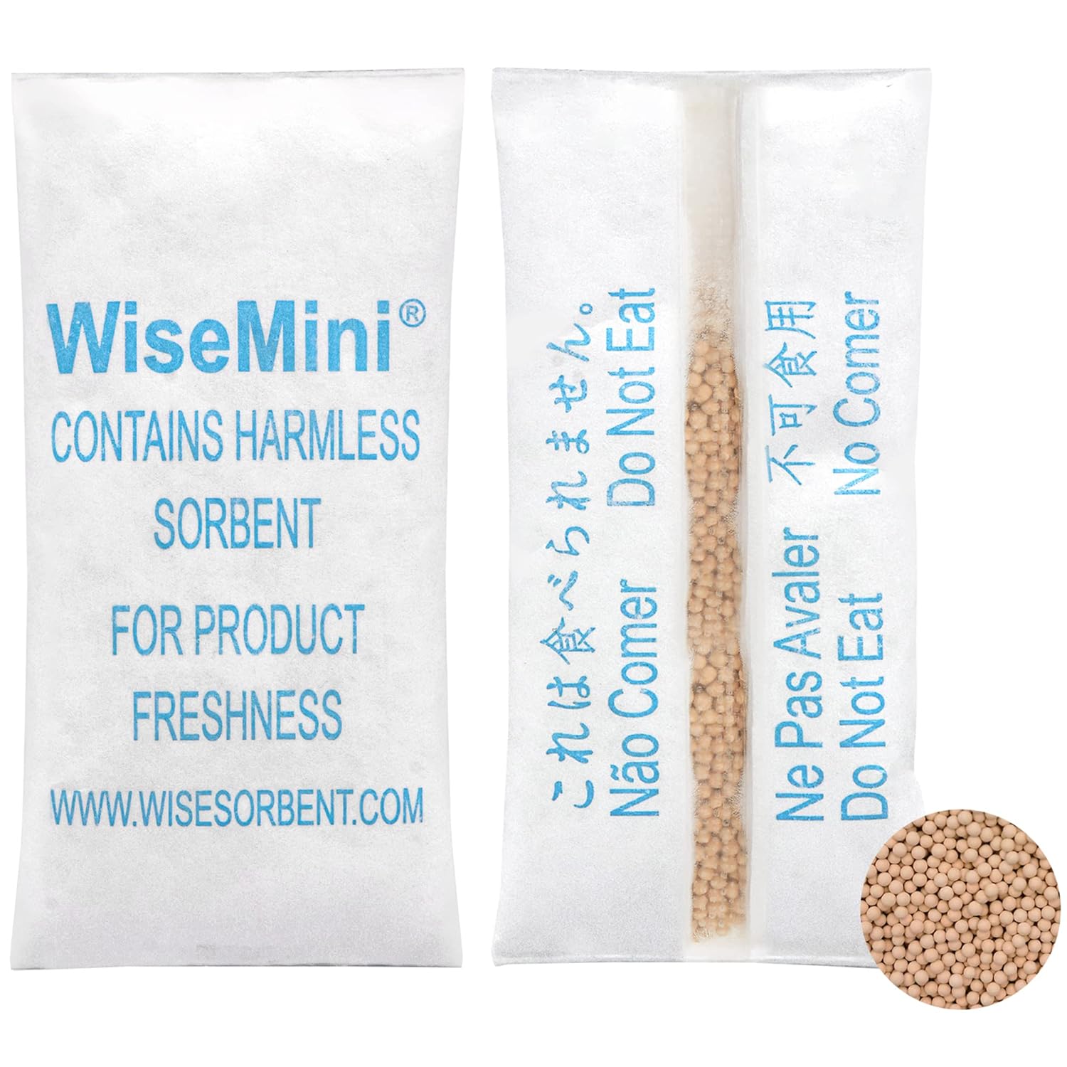 Wisesorb 2 Gram 500 Pack Molecular Sieve Packets, Dessicant Packets, Dessicant Packets, Moisture Absorbers for Food Storage, Food Safe Desiccant Dehumidifiers
