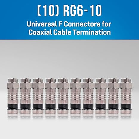 Jonard Tools TK-RG64 Coax Cable Installation Kit with Coaxial Compression Tool (RG6, RG59, RG11), Cable Cutter, and Wire Stripper, Includes (Pack of 10) RG6 F Connectors