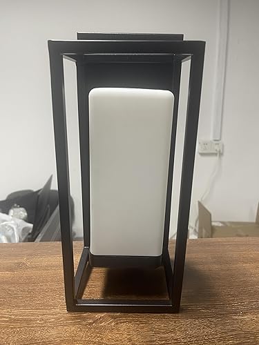 Miniatura 11 de RAYVO Moderna lámpara de pared para exteriores, marco de metal negro, sensor de atardecer a amanecer (3000 K blanco suave, 2 unidades)