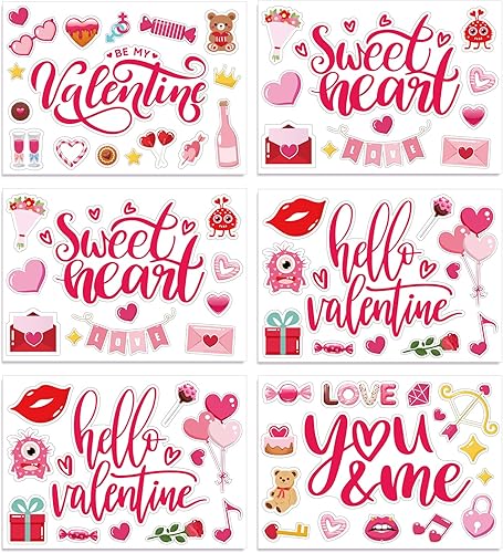 Whaline 16 calcomanías de globo Bobo para el día de San Valentín color rosa varios patrones calcomanías decorativas de globos calcomanías de globo