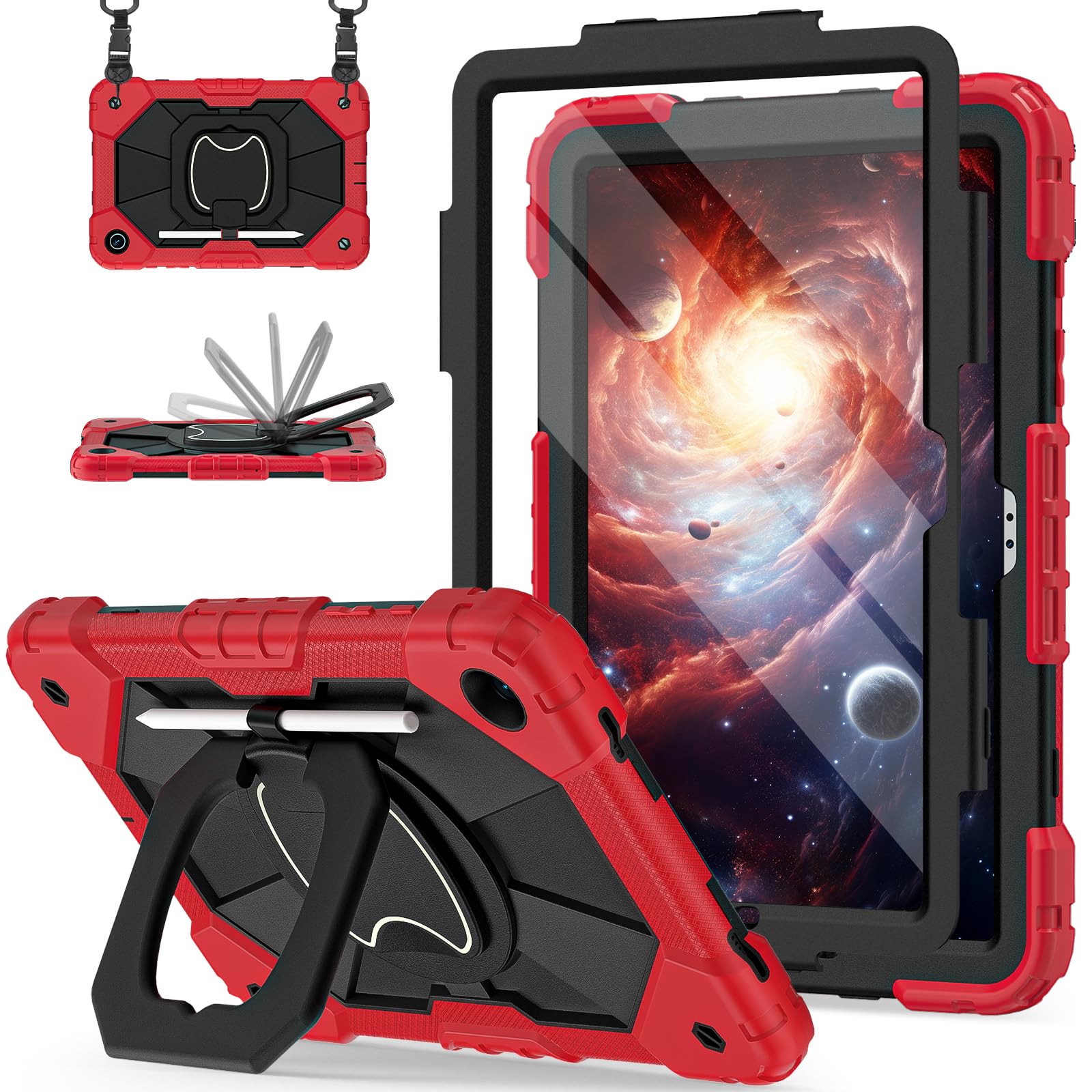 Scnioy Case for Samsung Galaxy Tab A11+ Plus / A9+ 11 Inch 2025/2023, Red | 360° Rotating…