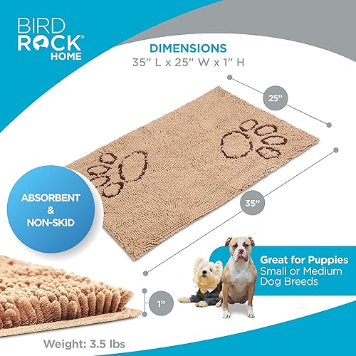 Vista 21 de Internet's Best Felpudo de felpilla para perro, 60 x 30 pulgadas, superficie absorbente, parte inferior antideslizante, protege los pisos, color gris