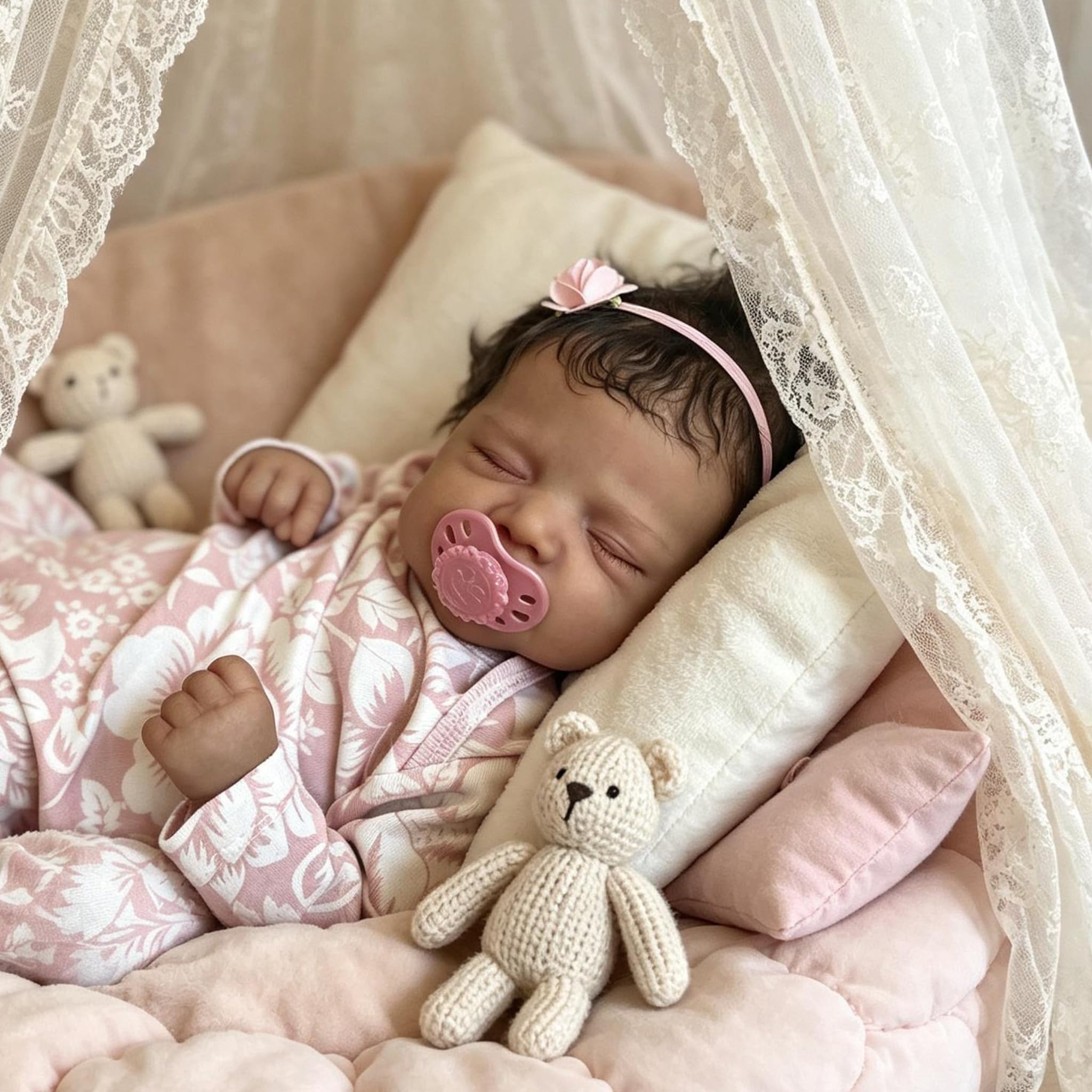 RXDOLL Muñecas de bebé afroamericanas realistas de silicona de cuerpo completo de vinilo de 18 pulgadas, muñecas de bebé recién nacidas realistas que parecen la vida real, regalos para niños a partir