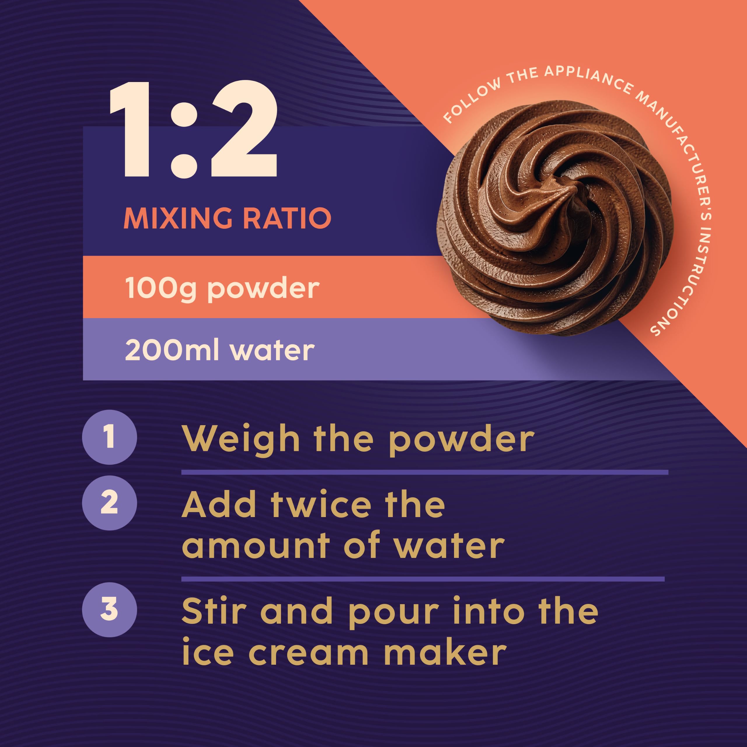 Bounce24 Préparation Glace Italienne Chocolat 2 kg en Poudre 100 Boules | Avec 20% de cacao et lait entier en poudre, juste de l'eau, crémeux comme chez le glacier, jusqu'à 100 portions
