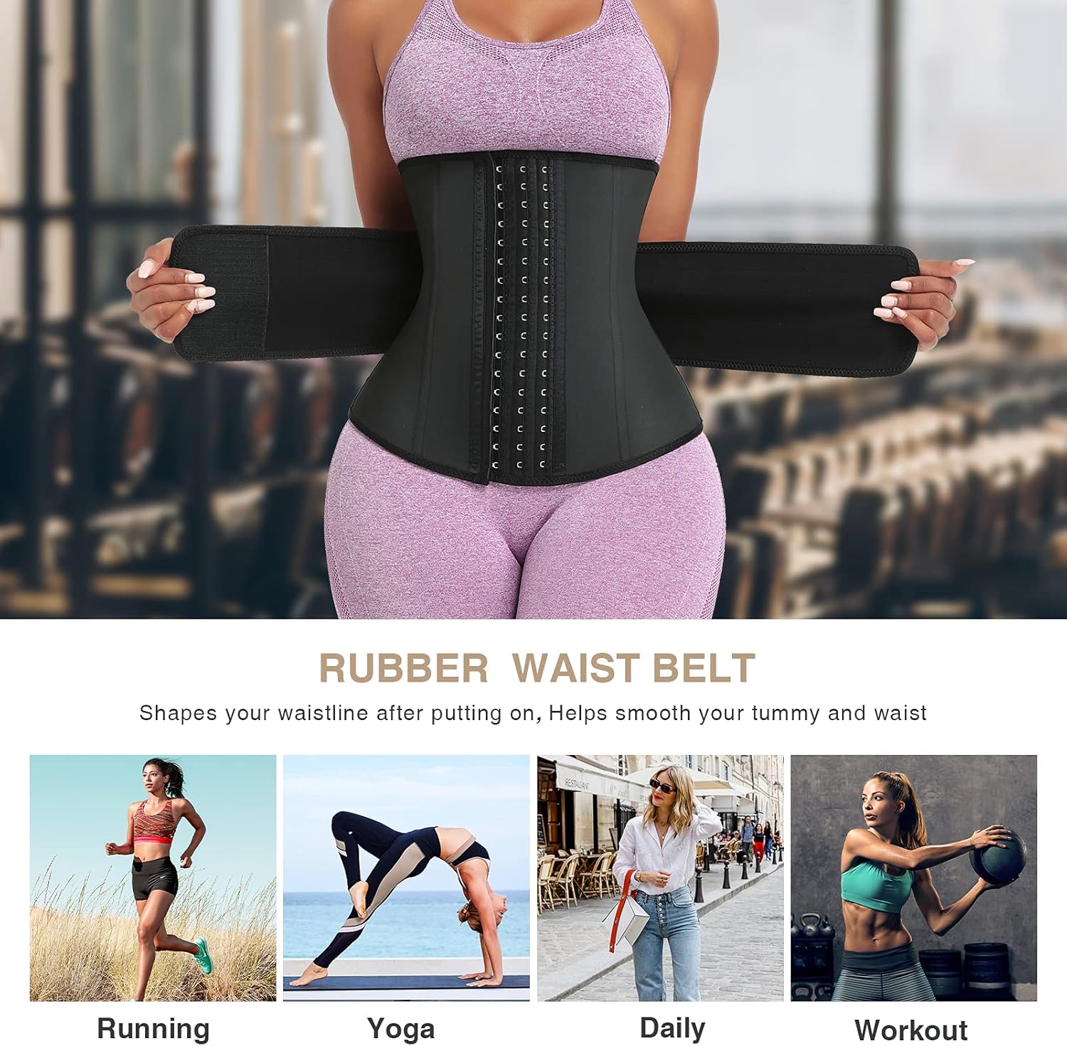 Buy Feelingirl Waist Trainer For Women Plus Size Workout Latex Waist Cinher Long Torso With Hook Belt Online In Indonesia B08bl17qx6