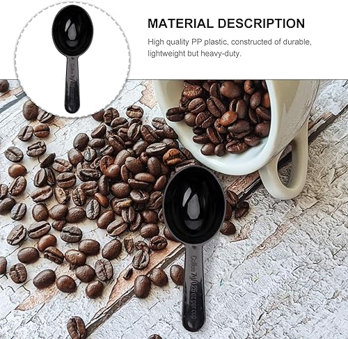 Miniatura 5 de Cabilock Cuchara medidora de mango corto para café, té, azúcar, cereales, cuchara negra, cuchara, condimento líquido, 5 unidades, 7g0.25 oz