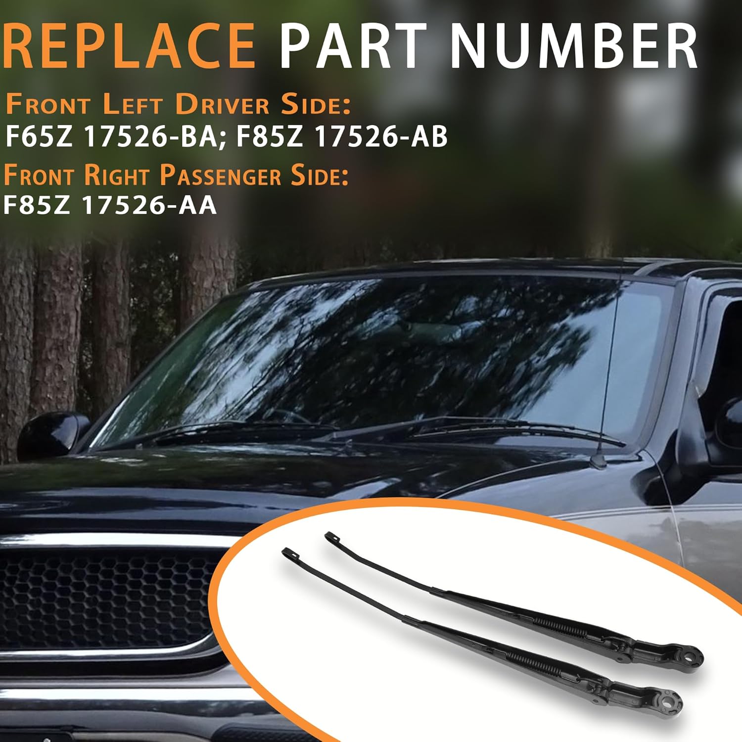 1 Pair Windshield Wiper Arm Compatible with Ford 1998-2004 Lincoln 1998-2002 F-150 F-250 Expedition Navigator Lobo Blackwood Navigator Replace OE 42623 42625 F65Z17526BA F85Z17526AA