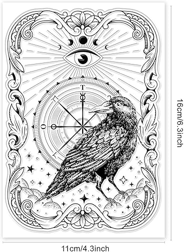 Miniatura 6 de GLOBLELAND Sellos transparentes con fondo de cuervo de tarot, sellos transparentes decorativos de silicona para hacer tarjetas y álbumes de