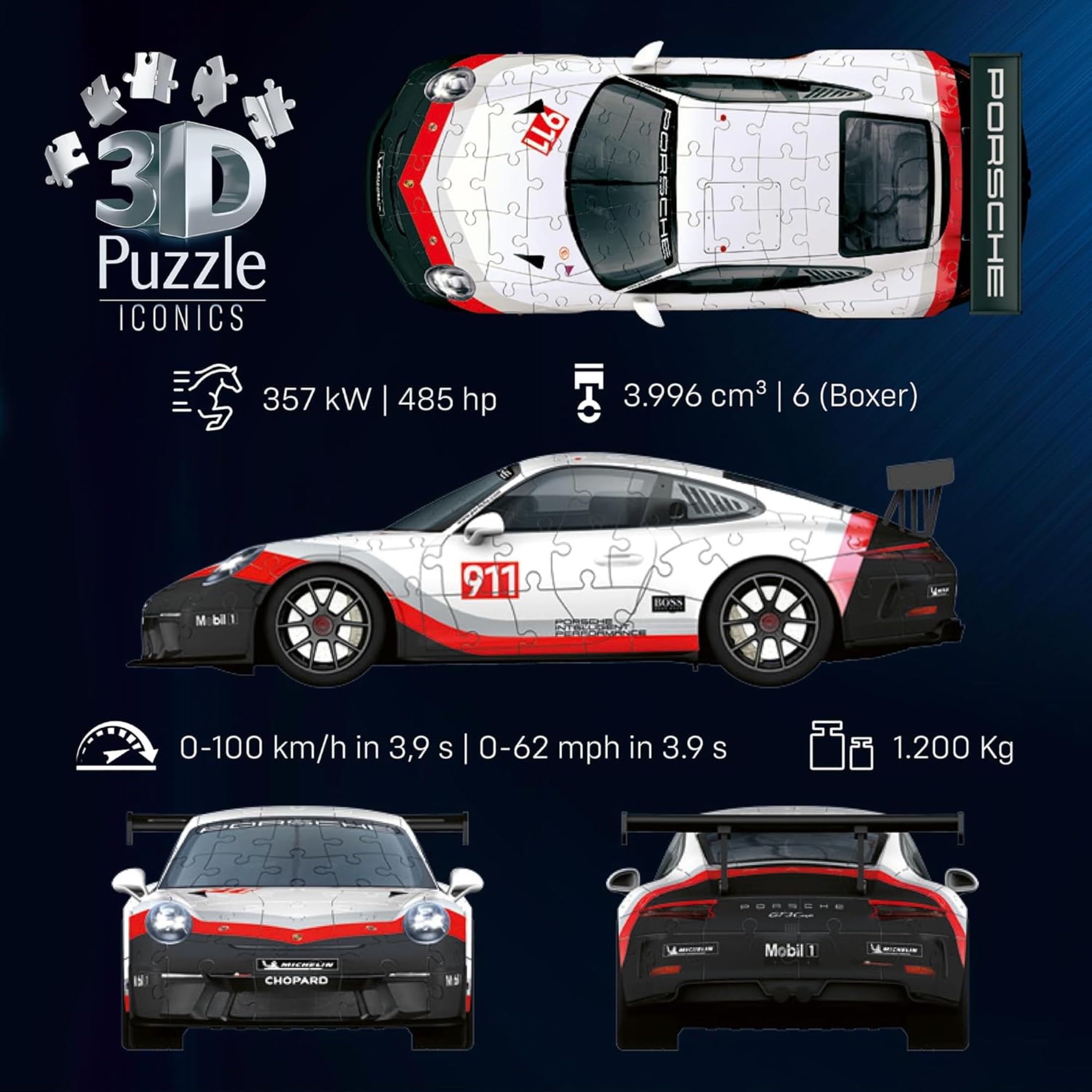 Ravensburger - Puzzle 3D Ferrari SF90 Stradale, Modellini auto da costruire 161 pezzi