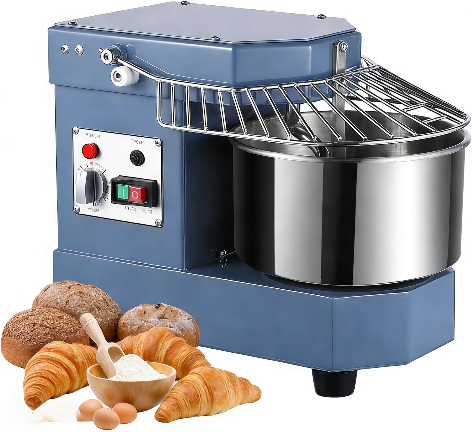 Commercial Food Mixer, 10.5Qt Commercial Dough Mixer, 650W Dual Rotating Dough Kneading Machine with Food-grade Stainless Steel Bowl, Security Shield & Timer Included, Baking Equipment for Restaurant