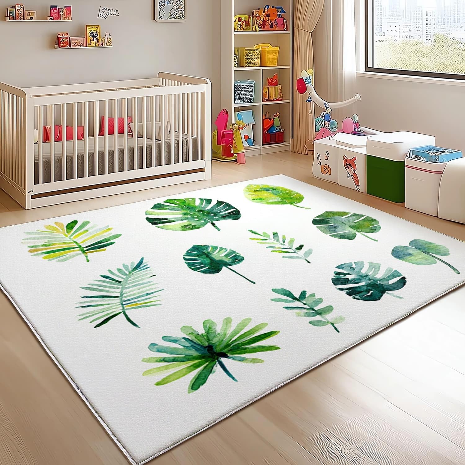 Dywan do wnętrz 120 x 170 cm malowana tropikalna monstera pyszne dywaniki z krótkim włosiem antypoślizgowe zielone nowoczesne dywany do salonu, wejścia, jadalni i strefy przejściowej