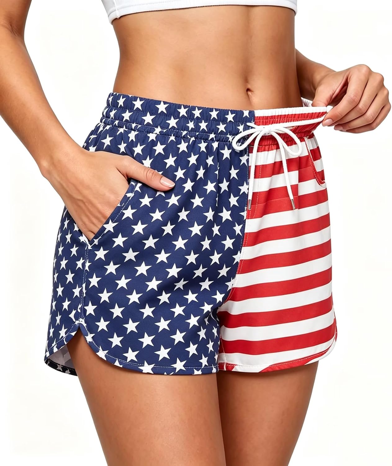 Roshop 4th of July Juneteeth Women‘s Summer Africa Flag Stars Stripes Printed Swim Board Shorts
