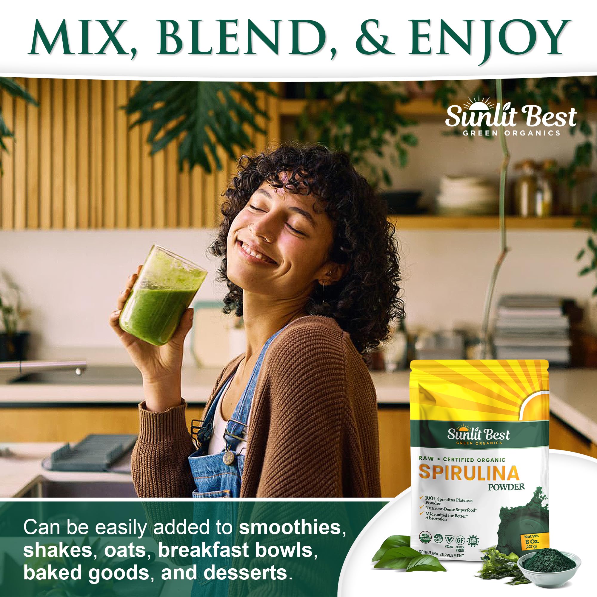 Sunlit Best Organic Spirulina Powder, Green Algae Natural Superfood, 8 Oz — Amazon image 5