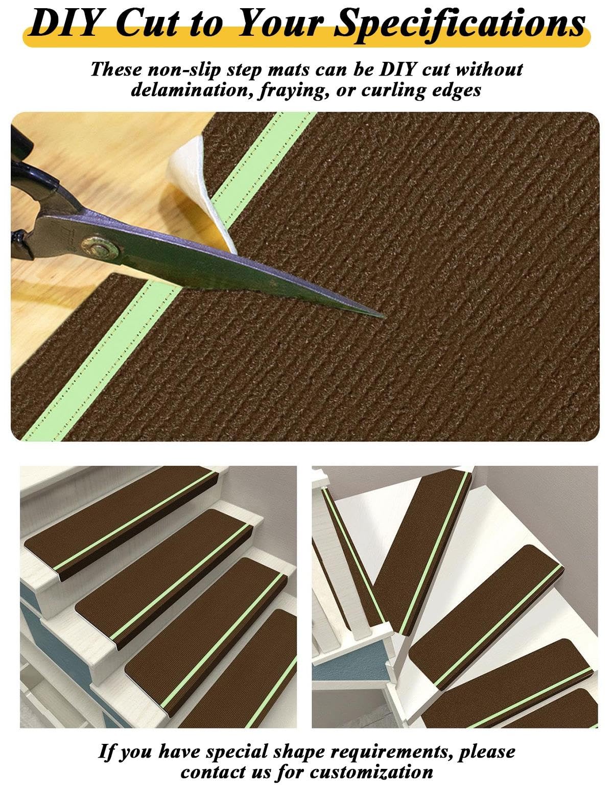 Tappeto Antiscivolo per Scale in Poliestere con Funzione Luminescente