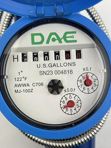 Miniatura 92 de DAE MJ-100 Medidor de agua potable sin plomo NSF61 de 1 pulgada, salida de pulso + acoplamientos, galones