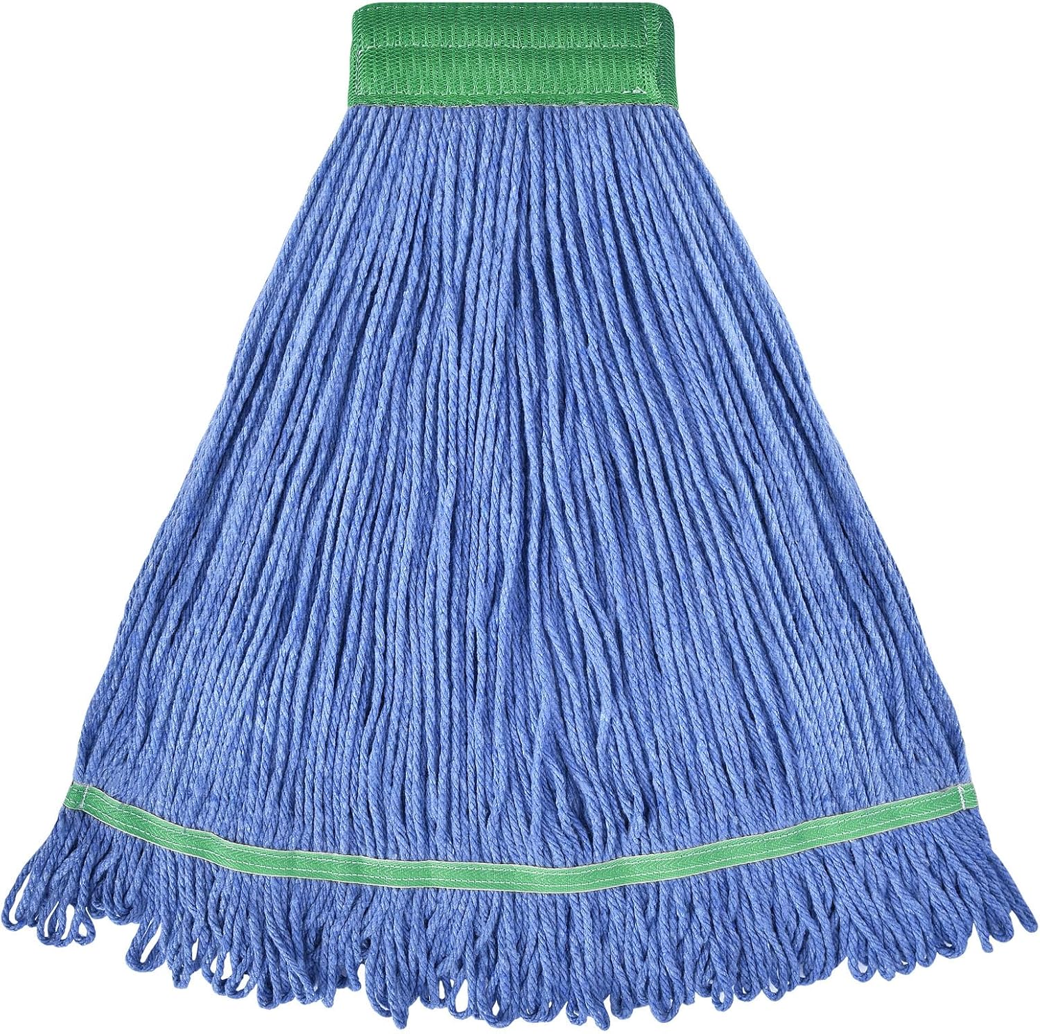 Onesimus 18 oz Heavy Duty Mop Head Replacement, 5 Inch Headband for Quick Change Handle, Blue Loop-End Cotton Blend String Wet Dry Floor Mop Refill Commercial Cleaning Supplies, 6 Pack Medium