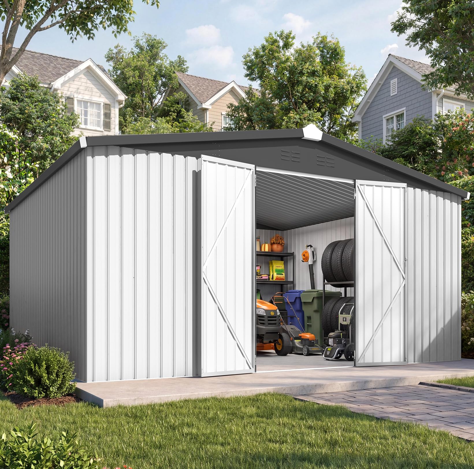 Amazon.com : AECOJOY 12' x 14' Waterproof Metal Outdoor Storage