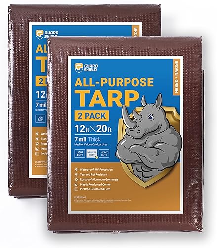 Miniatura 125 de GUARD SHIELD Lona plateada impermeable de 10 x 12 pies, cubierta de lona de polietileno multiusos de servicio medio, 7 mil