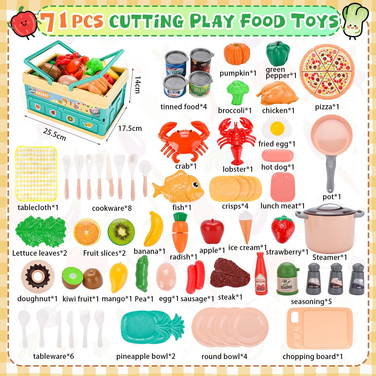 Cocina Juguete con Comida Juguete,Accesorios Cocina Juguetes,Juego de rol Cocinita Infantil con Comida Juguete Cubiertos Cesta Picnic Niños, Cocina Infantil Cocina de Juguete
