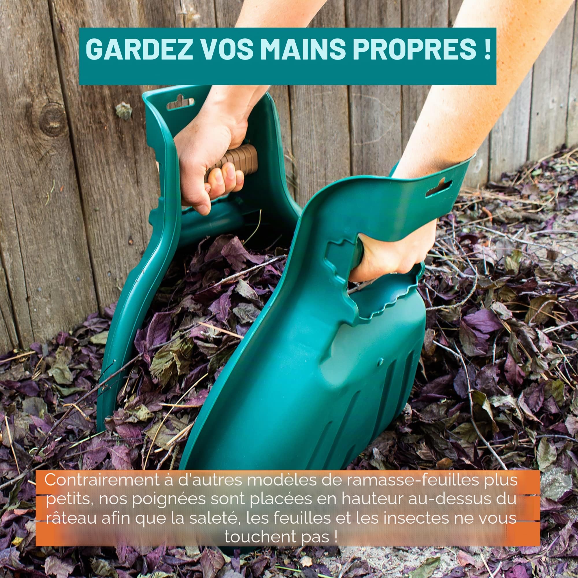 MEKKAPRO Ramasse Feuilles à Griffes V2.0, 1 Paire, Pelle Jardinage Collecteur de Feuille Morte avec Poignée Ergonomique
