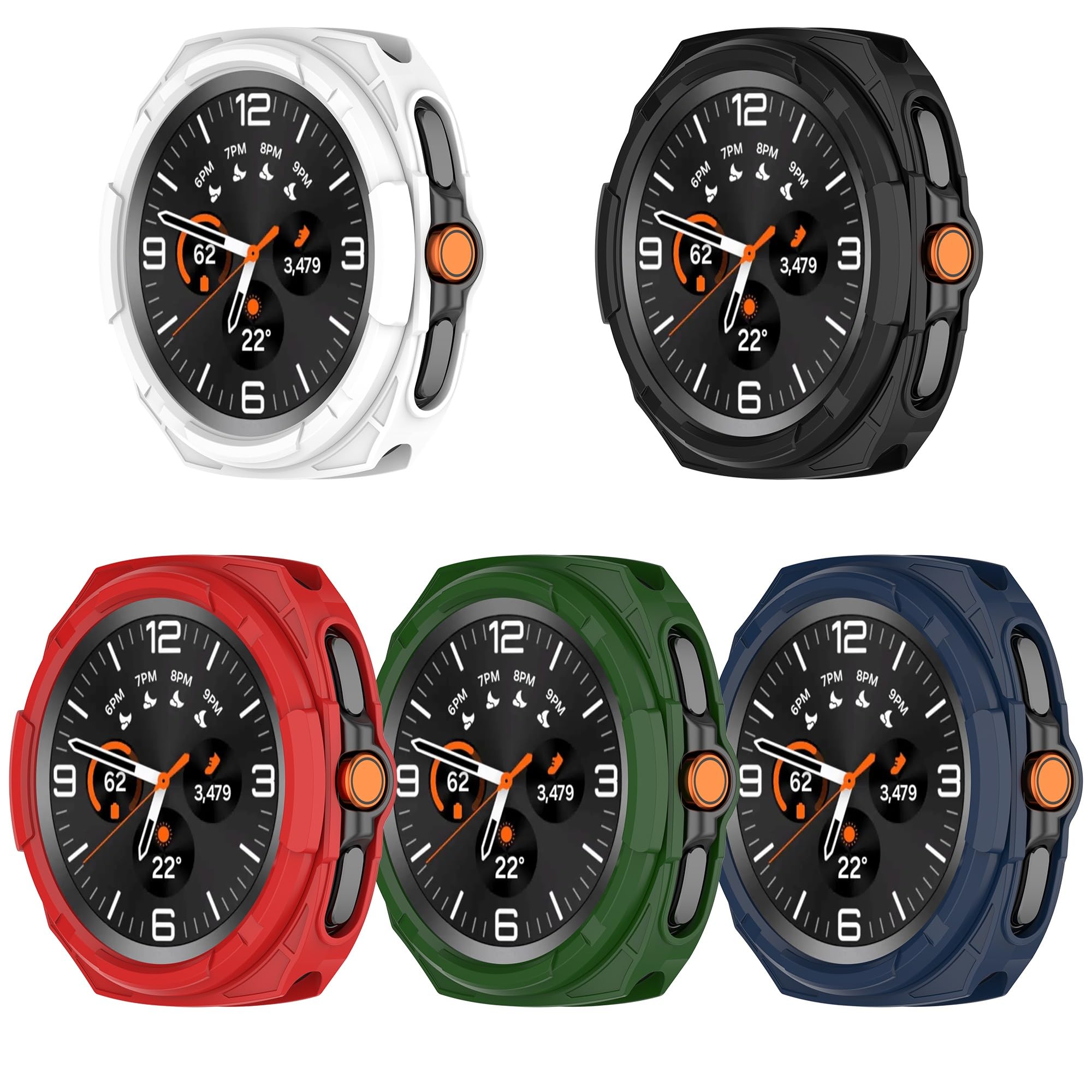 Confezione da 5 pellicole protettive per lo schermo per Samsung Galaxy Watch 8 Classic, custodia a bordo pieno con anello di lunetta protettiva