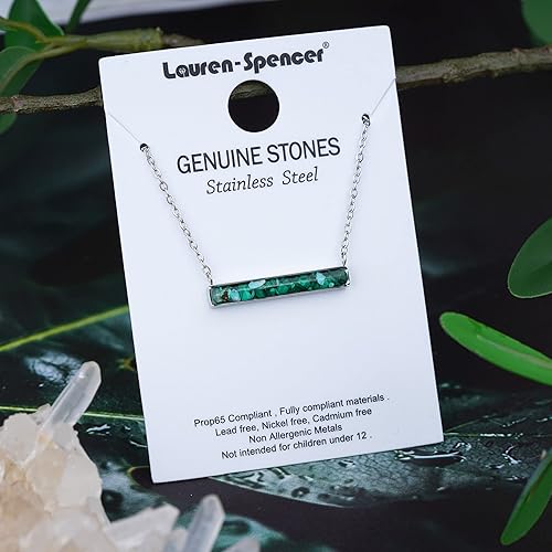 Miniatura 7 de Lauren-Spencer Collar de barra de piedras preciosas para mujer, delicado collar con dije de barra de sodalita turquesa y malaquita para mujer,