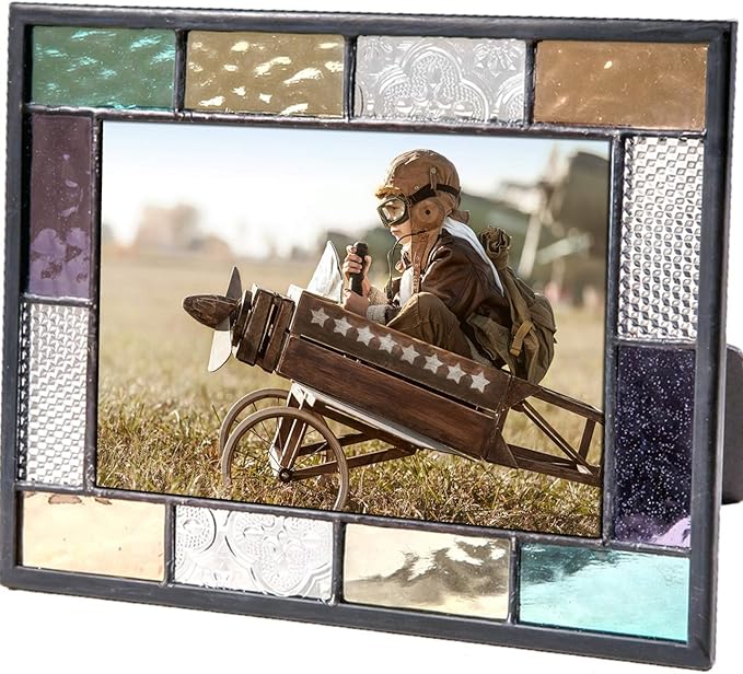 Stained Glass Picture Frame 4x6 Tabletop Easel Back Photo