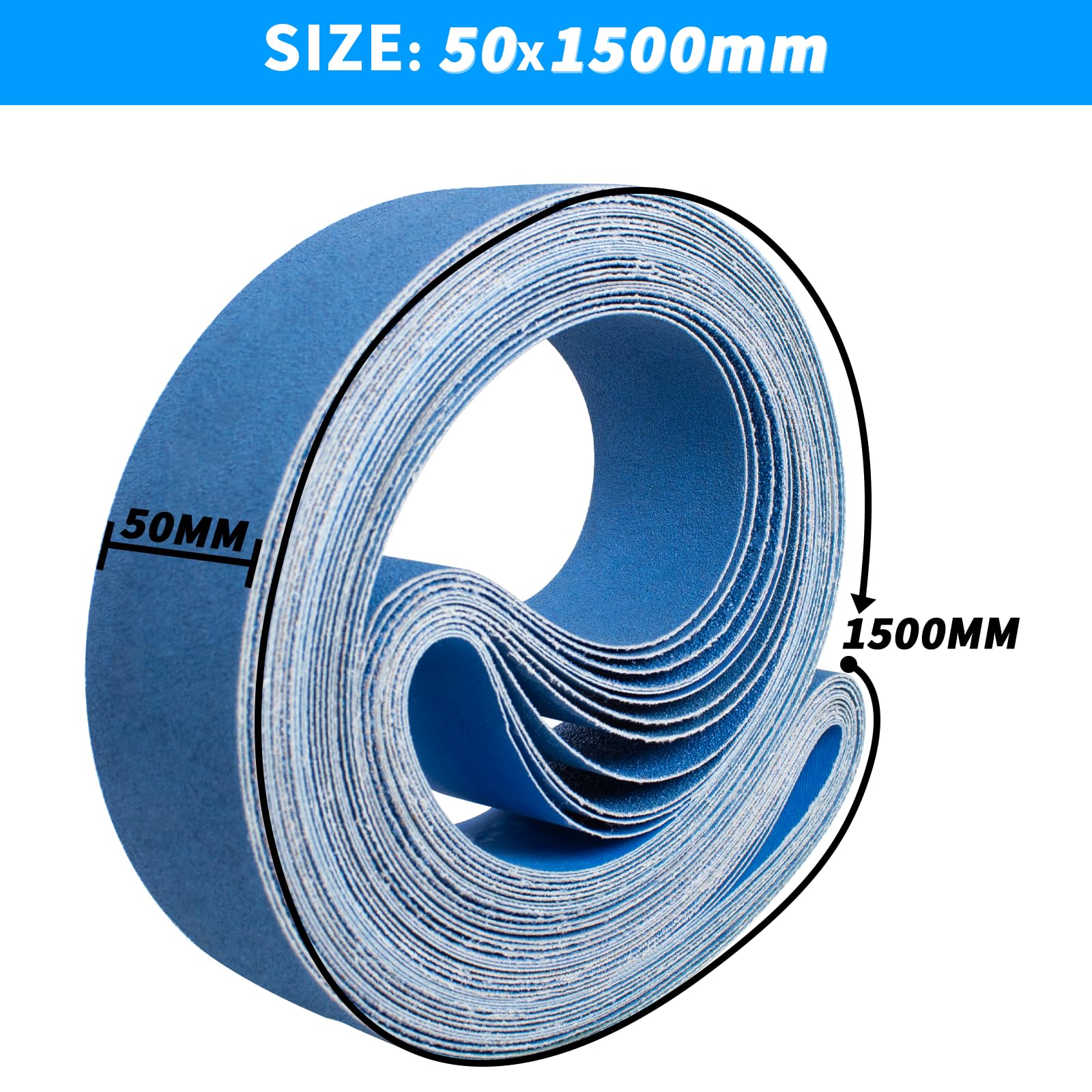 FEIHU 12 pezz Nastro abrasivo in metallo 50 x 1500 mm. ogni 2 pezzi di grana (60, 80, 100, 120, 240, 320) per levigatrici a nastro nastri abrasivi, affilatura, rimozione della ruggine
